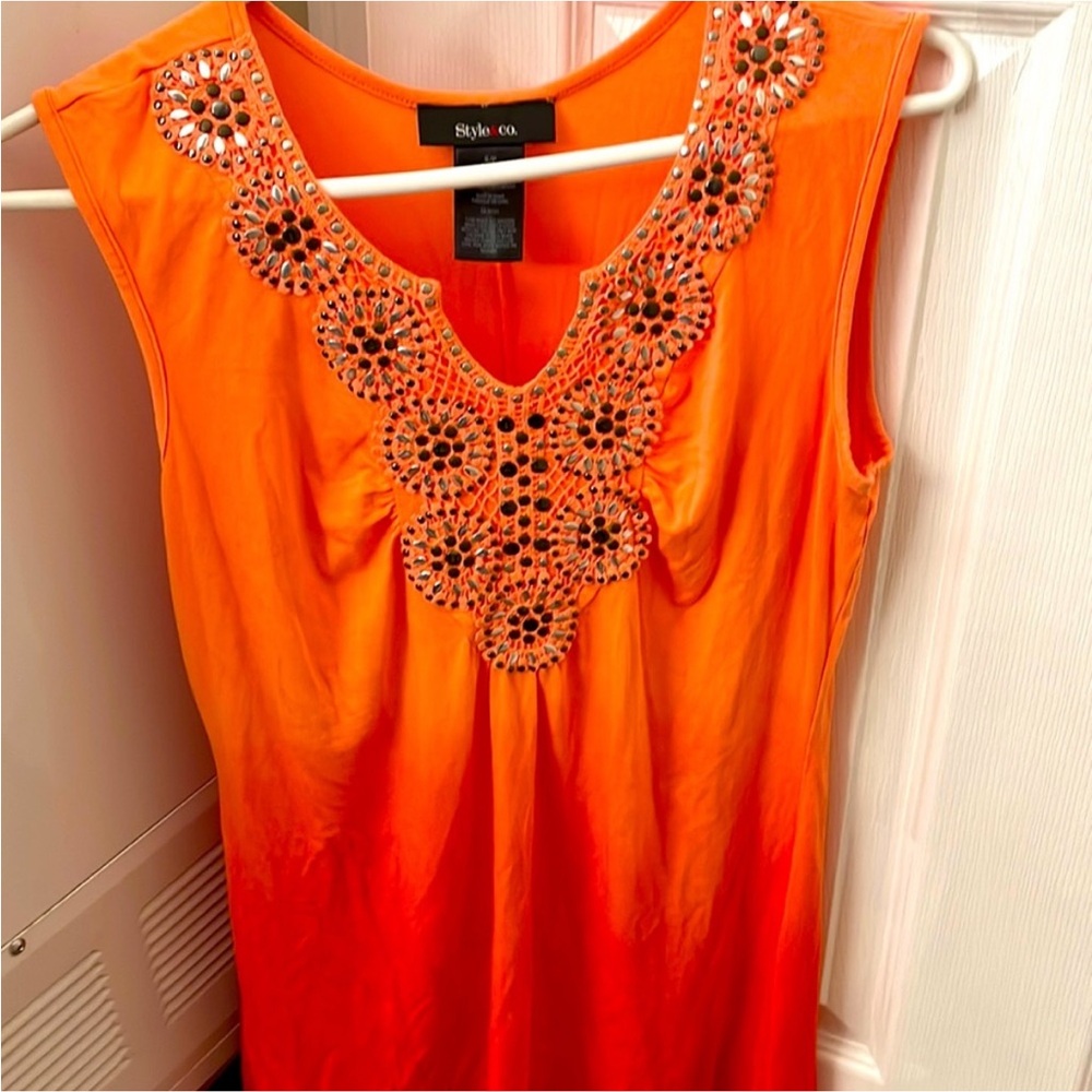 Women's Style & co. Size 1x tie dye embellished tank top. Orange.